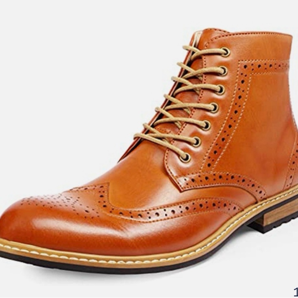 Men's Classic Brown Tan Wingtip Zipper Ankle Boots by Bruno Marc